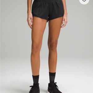 Lululemon Black low-rise Hotty Hot shorts. 2.5”. Size 6.